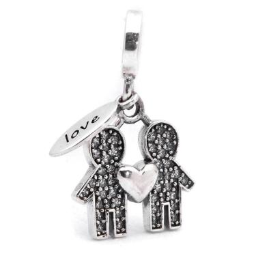 Imagem de Berloque Charm Pingente Casal Meninos Em Prata 925