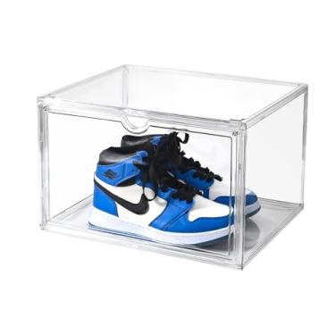 Imagem de Uni HIMO Organizador de sapatos transparente, estojo empilhável para exibição de sapatos, caixas de armazenamento com porta magnética, serve em tamanho de sapato de até 48 (1 unidade)