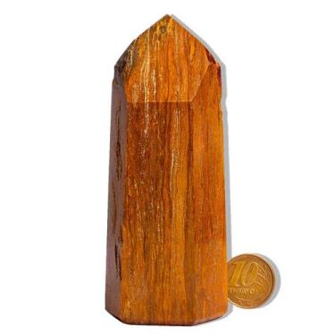 Imagem de Ponta Jaspe Amarelo Natural 150 a 200g 10 a 11cm Tipo B - CristaisdeCu