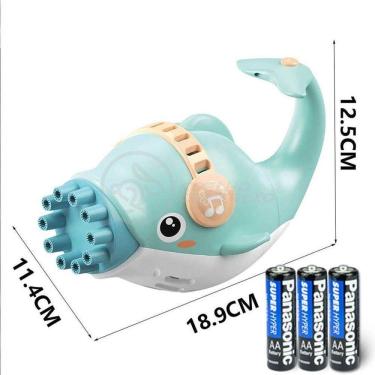 Imagem de Kit 1 Golfinho Bolha Sabão Criança Infantil+ 3 Pilha Azul 8