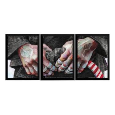 Imagem de Kit 3 Quadros Jiu Jitsu Arte Kimono Faixa Preta - Fanarte