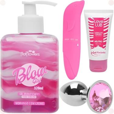 Imagem de Kit Gel Blow Girl Hidratante + Vibrador Golfinho + Love Lub + Plug Anal
