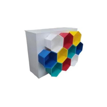 Imagem de Estante Colmeia c/ 10 baús coloridos - SchoolCenter