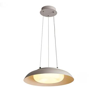 Imagem de Luminária pendente LED para sala de jantar branca, luminária de mesa de jantar regulável com controle remoto, abajur redondo de metal, moderna luz suspensa para escritório, quarto, cozinha,