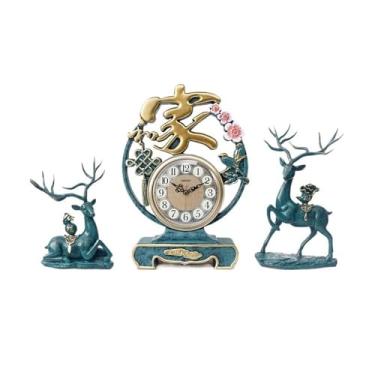 Imagem de hezhuhe2258 Relógio de mesa relógio de mesa sala de estar relógio de mesa de resina silencioso sem tique-taque relógio de mesa para decoração de sala de estar quarto cabeceira prateleira relógio de