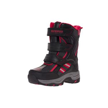 Imagem de Bota de neve impermeável para meninos Kody com fechamento múltiplo, Black / Red, 13 Little Kid