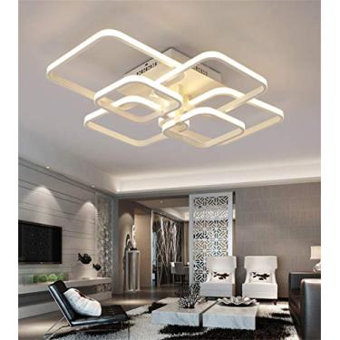 Imagem de Luminária de teto embutida para sala de estar, quarto, corredor, luminária suspensa interna regulável com controle remoto, design quadrado moderno, abajur de acrílico para cozinha, sala de e