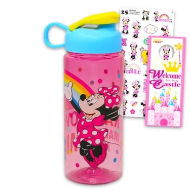 Imagem de Conjunto de garrafa de água Minnie Mouse – Pacote com copo de 470 g para casa, escola, viagens e muito mais | Utensílios de bebida reutilizáveis Minnie Mouse para crianças