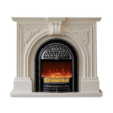 Imagem de Lareira Decorativa Lareira elétrica decorativa autônoma com manto, chama realista de 5 níveis brilho, controle remoto