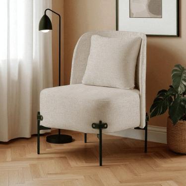 Imagem de Poltrona para Sala de Estar Madeira Maciça Castellar Móbile Aurora Luxo Bege