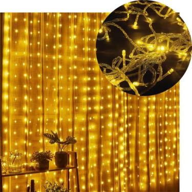 Imagem de Pisca Cortina Natalina 900 Lâmpadas LED Amarelo De 127v 4x3m - Genéric