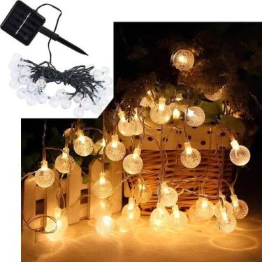 Imagem de Pisca Cordão Solar Jardim Natalino 20 Bolinhas Amarelo De 5m - Genéric