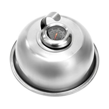 Imagem de Yukon Glory Griddle Dome com termômetro embutido, queijo derretido, legumes a vapor, permite calor ambiente para grelhar carne, aço inoxidável, capa de 20 cm