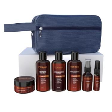 Imagem de Kit Completo Masculino Barba Refrescante Shampoo Condicionador Creme Óleo Colônia Balm + Necessaire (Floresta (Amadeirado) + Necessaire Azul)