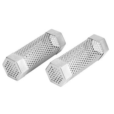 Imagem de Xcello 2 peças churrasqueira tubo defumador malha pellets caixa de fumaça 15 cm acessório de churrasco de aço inoxidável perfeito para carne, carne bovina (15 x 5,5 cm-B)