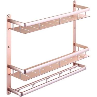 Imagem de Prateleira de alumínio espacial para pendurar na parede do banheiro, prateleira para lavagem de vaso sanitário, suporte sem perfuração (tamanho: L50CM) (L50CM)