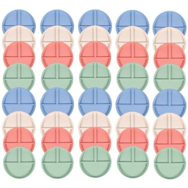 Imagem de Pratos de jantar divididos com 40 peças, placa de controle de porção empilhável de 23 cm com 3 compartimentos para perda de peso, pratos reutilizáveis de palha de trigo, seguro para micro-ondas para