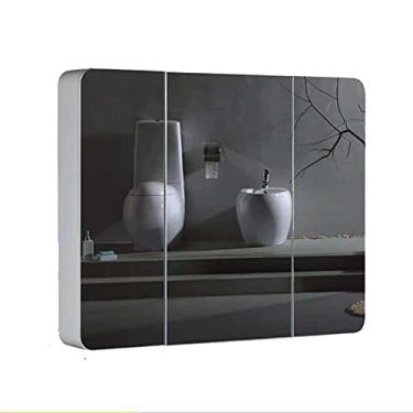 Imagem de Espelho de banheiro Armário de parede com espelho de luz Armário com prateleiras de armazenamento Luz de preenchimento adequado para banheiro (Tamanho: 80 cm/31,5 polegadas)