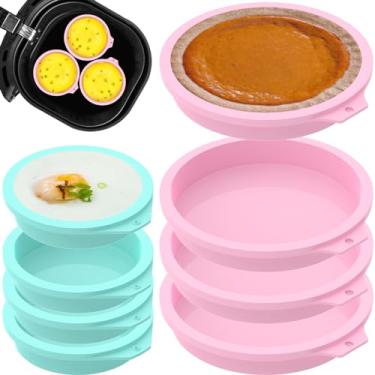 Imagem de 8 peças de molde de ovo de silicone para fritadeira a ar, copo de silicone para caldeira de ovos, copos antiaderentes, resistentes à temperatura, copo para escalfar, multifuncional, micro-ondas, fogão
