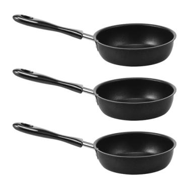 Imagem de 3 frigideiras com alça de ferro fundido, frigideira, omelete, antiaderente, fácil de usar, para panquecas, panela plana adequada para crepes de fogão, tortilhas (preta, 3)
