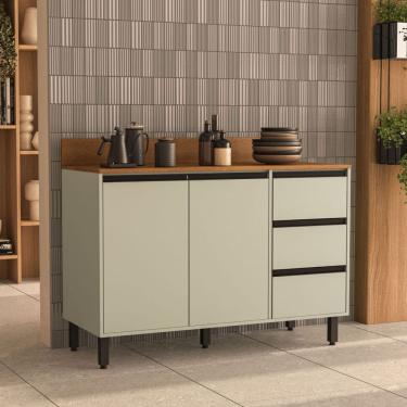 Imagem de Balcao de Pia 2 Portas 3 Gavetas com Tampo Koya Politorno Moveis