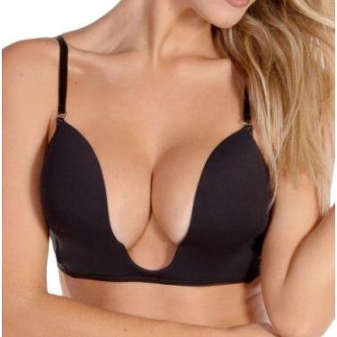 Imagem de Sutiã Meia Taça Decote Profundo Liso - Diluxo, GG, Preto