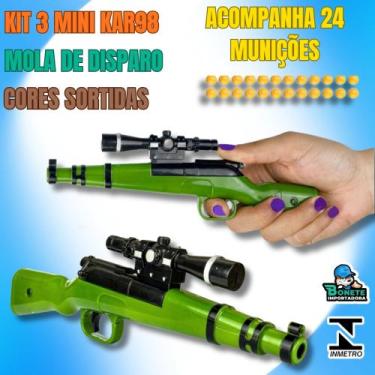 Imagem de Mini Kar98 Infantil  Kit com 3 Arminhas de Brinquedo Cores Sortidas - 
