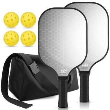 Imagem de Conjunto de 2 pás de pickleball de fibra de carbono Jobunai T300