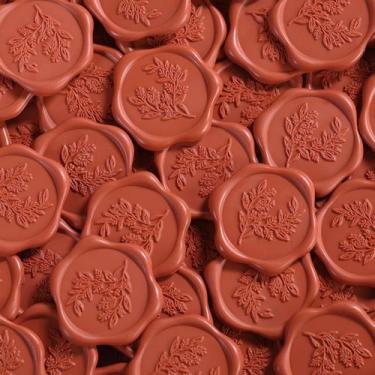 Imagem de Pegatinas de Sello de Cera UNIQOOO 50 Piezas Naranja Terracota 3 cm