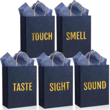Imagem de Bolsas de Regalo Kolldenn 5 Sentidos con 10 Papeles de Seda 21x11x27 c