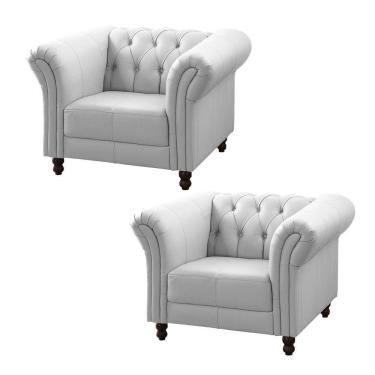 Imagem de Kit 2 Poltronas Decorativa MaggioreCouro Branco - Gran Belo