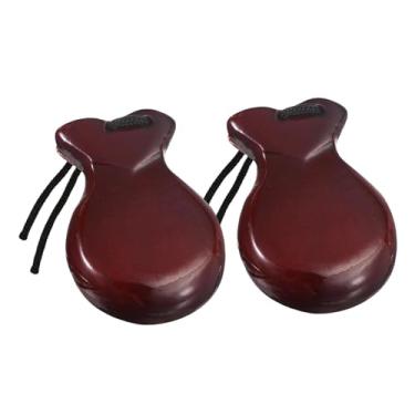 Imagem de MERIGLARE 2x Castanholas Espanholas com Cordas Brinquedos Sensoriais Tradicionais Instrumentos de Percussão de Mão Instrumento Musical para Apresentações de, Marrom