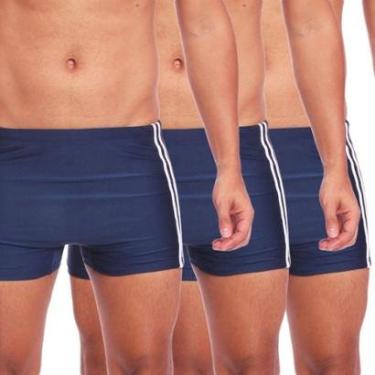 Imagem de Kit 3 Sungas Boxer Masculina Com Friso Moda Praia Verão Preto-Masculino