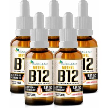 Imagem de Kit Com 5 Vitamina B12 Sublingual (Metilcobalamina) 20ml - Flora Nativa-Unissex