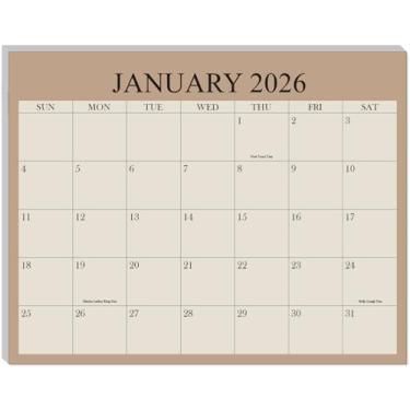 Imagem de Calendário magnético de geladeira 2026 - janeiro de 2026 até junho de 2027 - O calendário mensal perfeito para geladeira com designs mínimos para organização, 21,6 cm x 28 cm, bege