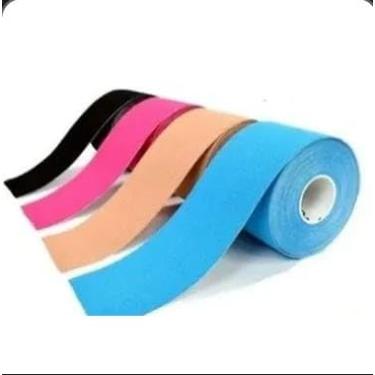 Imagem de Fita Kinésio Tape, Bandagem Elástica Adesiva para Fisioterapia, Recuperação Muscular, Rolo 5 Metros, Auxílio em Lesões e Dores de Atividades Físicas
