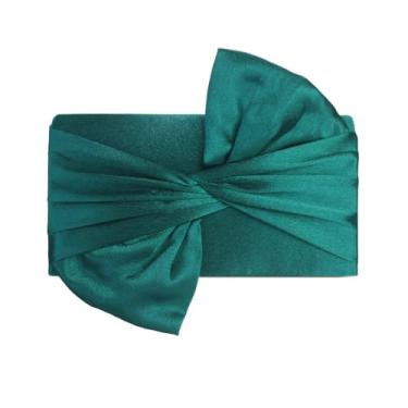 Imagem de Nefokfdus Bolsa de cetim para noite com aba de laço para mulheres, elegante bolsa de mão para ocasiões formais, festas, formaturas, casamentos, Verde