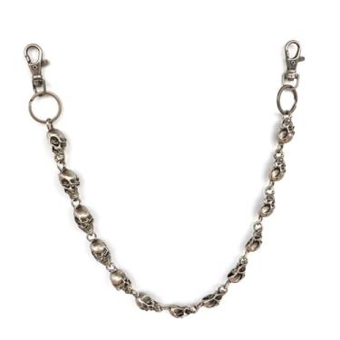 Imagem de FOUTOUKEE Corrente de calça de caveira punk gótica - 13 caveiras de liga de zinco, acessório unissex de 55 cm para motociclista estilo hip-hop gótico