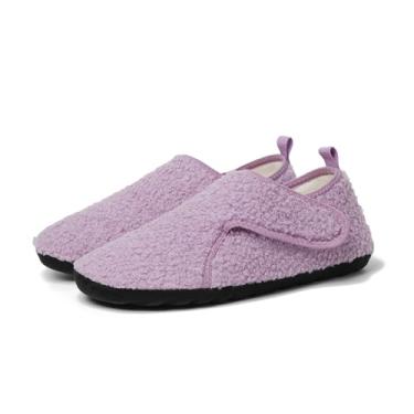 Imagem de LOIRIT Chinelos femininos e masculinos, meias felpudas para uso interno, sola de borracha, forro de lã, macio, leve, antiderrapante, descalço, Roxa, 9-10 Women/8-9 Men
