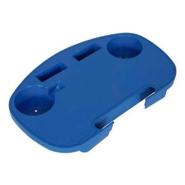 Imagem de Mesa Portatil Para Cadeira De Praia Mesinha Suporte Copo Cor Azul(kit 1 mesinha azul)