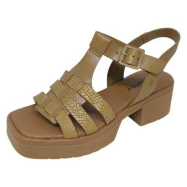 Imagem de Sandália Feminina Salto Bloco Médio Moderna Couro New Face-Feminino