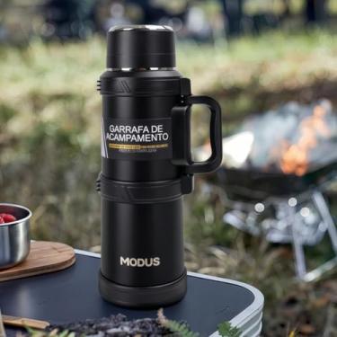 Imagem de Garrafa Térmica 2.4 Litros Quente Frio Com Isolada Térmico Capacidade Viagem Garrafa De Agua (Preto)