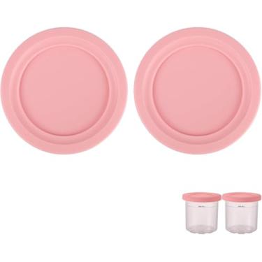 Imagem de 2 peças de substituição de tampas redondas, diâmetro de 11,5 cm, tampa de recipiente de silicone para armazenamento de alimentos, tampa de lata compatível com Ninja Creami NC301 NC300 NC299AMZ Series