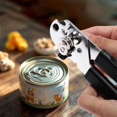 Imagem de Generic 1 abridor de latas portátil 3 em 1 abridor de latas e abridor de garrafas PP ferro prateado preto 5,5 x 19 cm