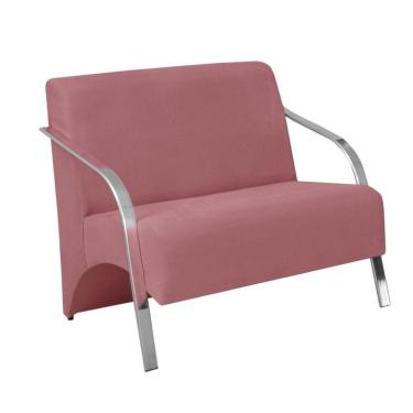 Imagem de Poltrona 2 Lugares Vênus Braço Alumínio Suede Rosa.