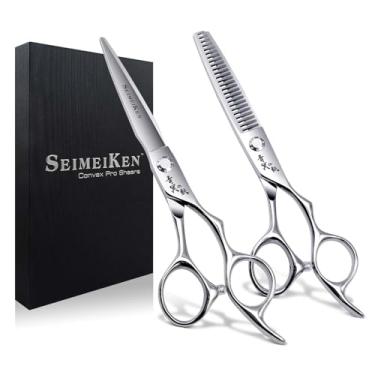 Imagem de SEIMEIKEN Kit de tesouras profissionais de corte de cabelo – Tesoura de barbeiro afiada de 15 cm, VG10 de aço inoxidável japonês, tesouras de texturização ergonômicas para profissionais de salão de