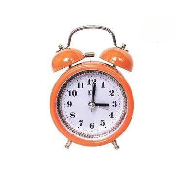 Imagem de Relógio Despertador Retrô Vintage de Mesa em Metal com Luz Noturna Silencioso Decorativo(Laranja)