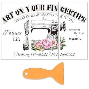 Imagem de OLYCRAFT 3 pçs/conjunto de máquina de costura para transferências para móveis e artesanato 15 x 30 cm com tema vintage adesivos de transferência de móveis adesivos de transferência esfregar em