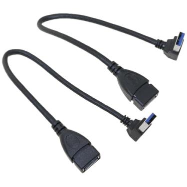Imagem de heyous 2 peças, cabo de extensão vertical USB 3.0 de 90 graus para cima e para baixo, conversor macho para fêmea, cabo adaptador de dados, adequado para monitor de impressora e controlador de jogos