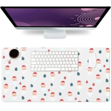 Imagem de Tapete de rato de Natal PU couro chapéu de Natal tapete de mesa vermelho inverno impermeável laptop pad grande antiderrapante boneco de neve teclado mouse pad pad para gamer, escritório e casa